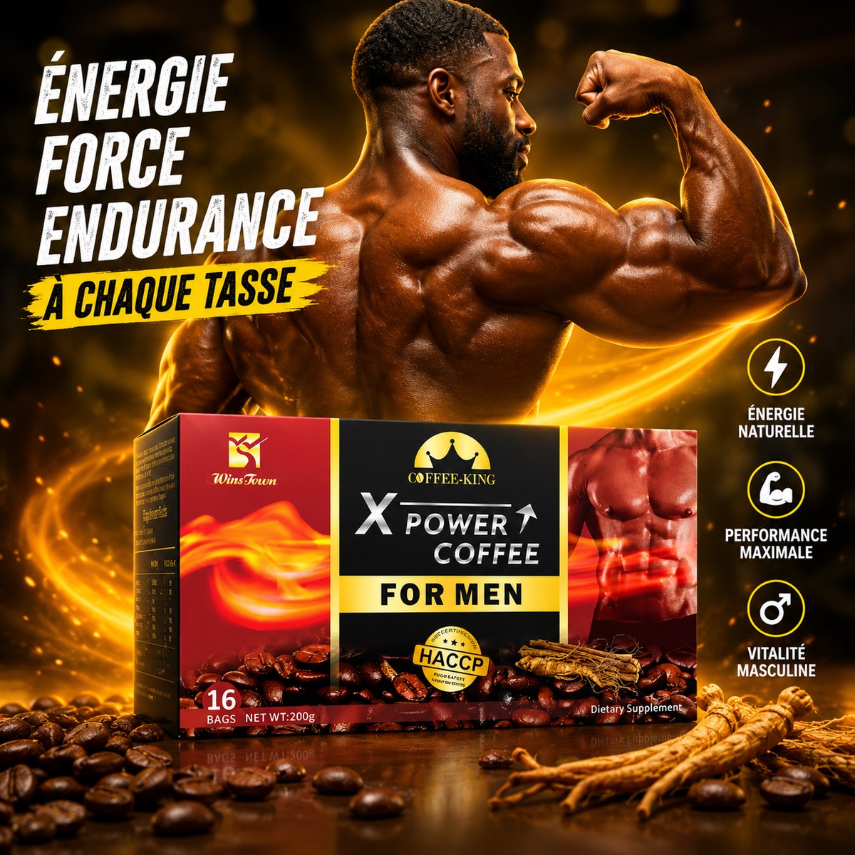 X POWER COFFEE – Formule 2026 | Café noir pour hommes – 16 sachets
