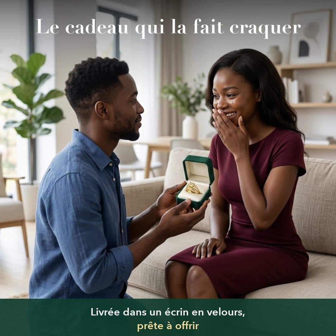 Bague Cœur Plaquée Or 18 Carats + Écrin Cadeau