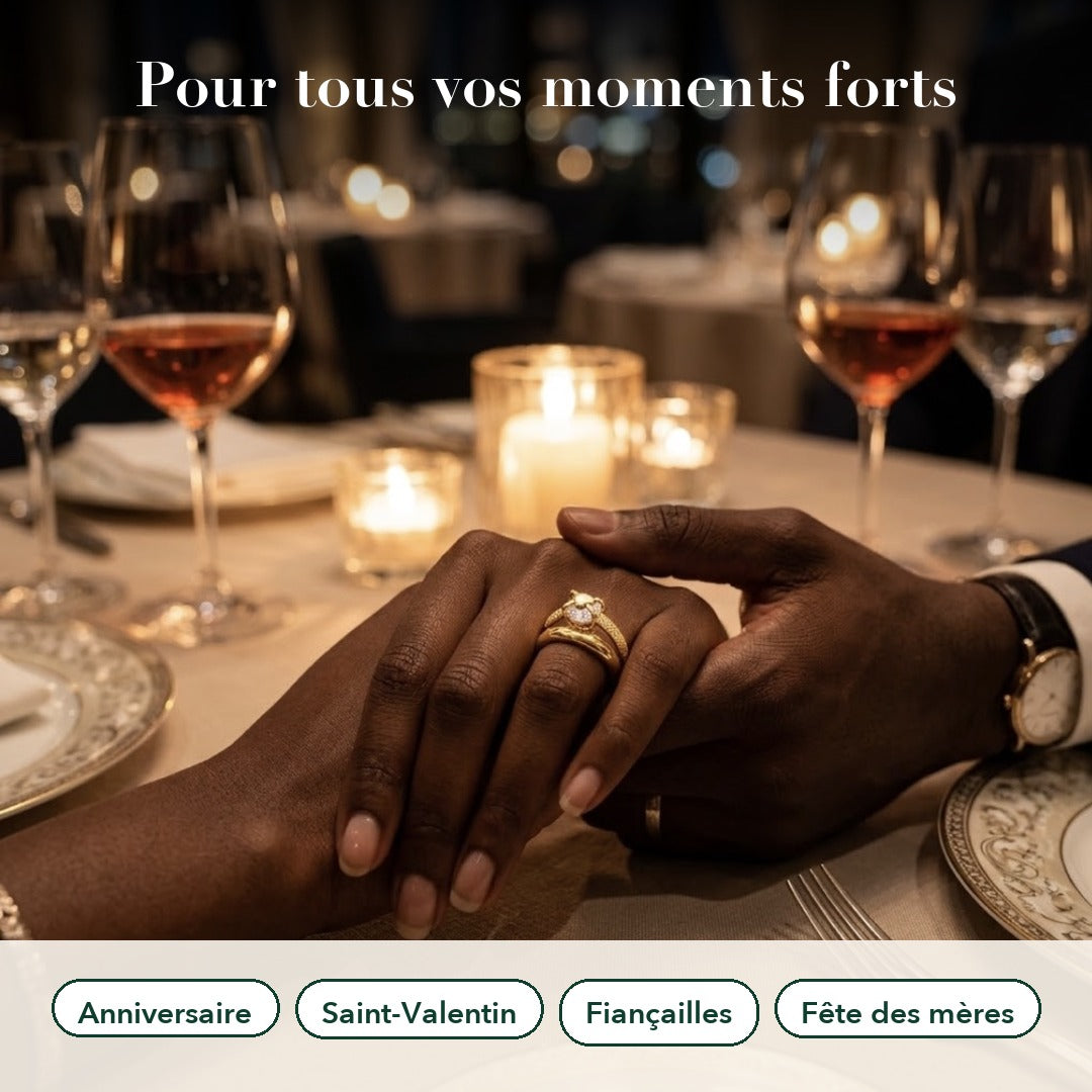 Bague Cœur Plaquée Or 18 Carats + Écrin Cadeau